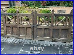Solid oak gates, reclaimed church style gates, wooden driveway gates