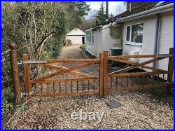 Solid wooden driveway gates 2 X 198cm, 128cm high and 9.5cm thick, galv hinges