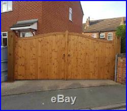 Swan Neck Wooden Driveway Gates Made To Measure Heavy Duty Double Entrance