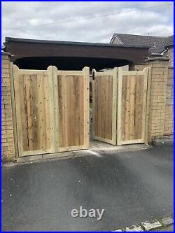 Tanalised Wooden Bi-folding Driveway Gates 4510mm wide X 6ft high For Bluelion