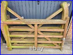 Used, 2 pairs of 5 bar wooden field gates, each gate 6ft wide, with ironmongery