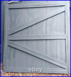 Used wooden gate painted anthracite, pick up only. 1675 mm wide. X 1.770 mm high
