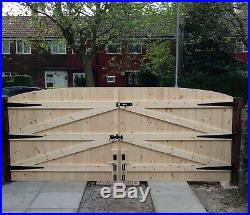 WOODEN DRIVEWAY GATES! 6FT HIGHEST POINT x 13FT WIDE