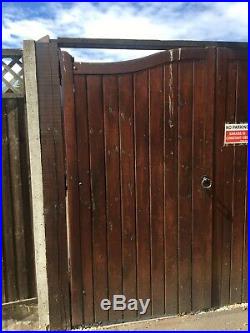 WOODEN PRIVACY DOUBLE DRIVEWAY GATES VERY HEAVY DUTY PAIR HARD WOOD Aprx 12ft 8