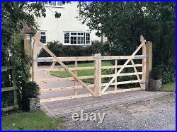Wooden 5 Bar Curved Heel Driveway Gate Made To Measure See Info
