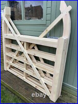 Wooden 5 Bar Curved Horn farm driveway gate Made To Measure 3ft 12ft SEE INFO