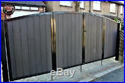 Wooden Clad Bi-folding Driveway Gate #104 Composite Wood No Maintenance