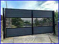 Wooden Clad Bi-folding Driveway Gate #208 Composite Wood No Maintenance