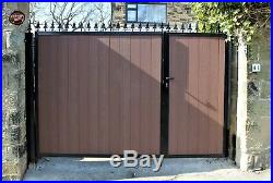 Wooden Clad Driveway Gate #101 Heavy Duty Steel! Composite Wood No Maintenance