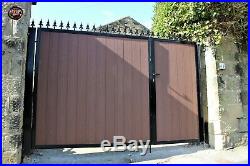 Wooden Clad Driveway Gate #101 Heavy Duty Steel! Composite Wood No Maintenance