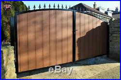 Wooden Clad Driveway Gate #102 Heavy Duty Steel! Composite Wood No Maintenance