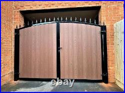 Wooden Clad Driveway Gate #202 Heavy Duty Steel! Composite Wood No Maintenance