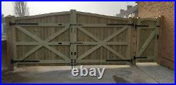 Wooden Driveway Gate Set H6ft W14ft (Gate + Small Gate) HeavyDuty Frame 7cmx10cm