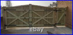 Wooden Driveway Gate Set H6ft W16ft (Gate + Small Gate) HeavyDuty Frame 7cmx10cm