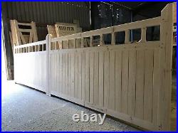Wooden Driveway Gates Flat Top Oblong Spindles Modern Design The Fortress Gate