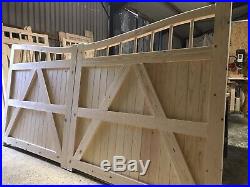 Wooden Driveway Gates Swan Neck New Reverse Arch Top Curved Design Bespoke Sizes
