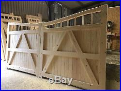 Wooden Driveway Gates Swan Neck New Reverse Arch Top Curved Design Bespoke Sizes