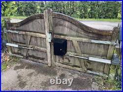 Wooden Driveway Gates Swan Neck With Mechanical Arms And Brand New Electric Box