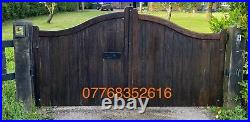 Wooden Driveway Gates Swan Neck With Mechanical Arms And Brand New Electric Box