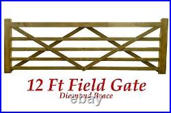 Wooden Field Gate 5 Bar Diamond Brace Timber Field Gate 3.6m (12 ft) Larch
