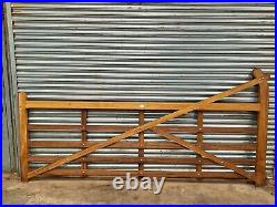 Wooden Iroko Hardwood Single Leaf 5 Bar Curved Heel Driveway Gate (New)