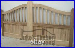 Wooden Iroko Swan Neck Palisade Driveway Gates Mortice & Tenoned 5ft 1500mm