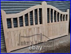 Wooden Oak Swan Neck Palisade Driveway Gates Mortice & Tenoned 5ft