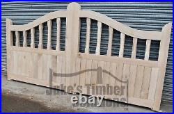 Wooden Oak Swan Neck Palisade Driveway Gates Mortice & Tenoned 6ft