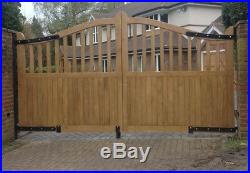 Wooden Oak Swan Neck Palisade Driveway Gates Mortice & Tenoned 6ft 1800mm