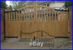 Wooden Oak Swan Neck Palisade Driveway Gates Mortice & Tenoned 6ft 1800mm
