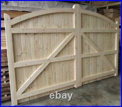 Wooden Softwood Bow Top Driveway Gates Mortice & Tenoned 6ft 1800mm