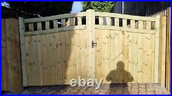 Wooden driveway gate, 2x h 190cm w 200cm heavy duty, Total W400 Cm Redwood Treate