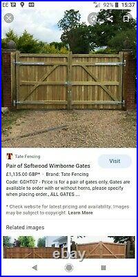 Wooden driveway gates and side gate