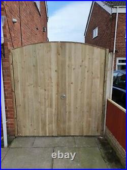 Wooden driveway gates heavy duty ARCHED fully framed pressure treated solid gate