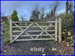 Wooden tanalised 5 bar field gate smooth planed farm gate. Used. 2.4 M